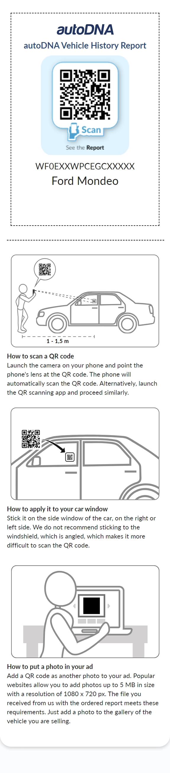 autoDNA Vehicle History Report - QR code