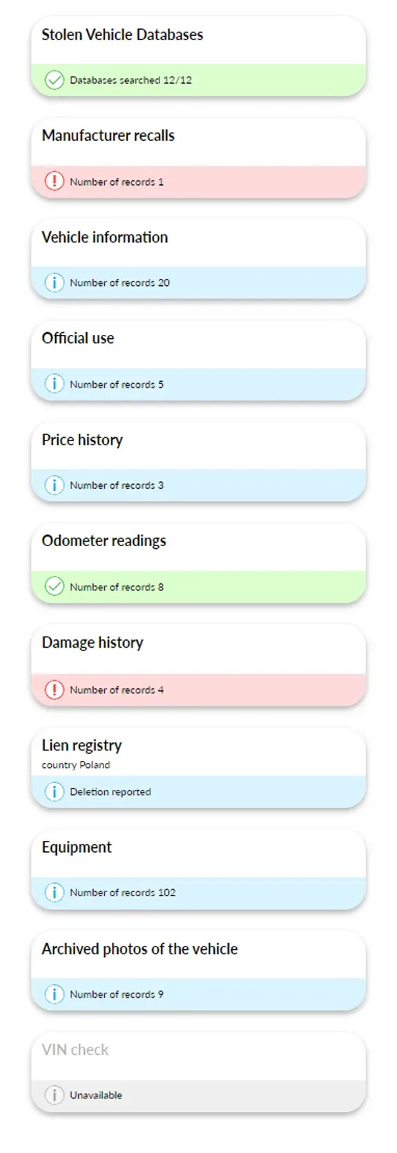autoDNA Vehicle History Report - notification center